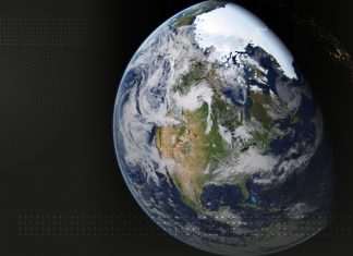 Planeta Tierra sobre la línea roja