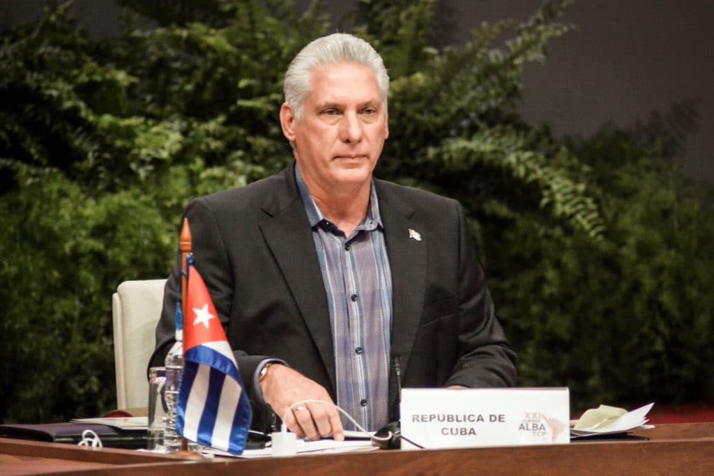 Presidente de Cuba, Díaz-Canel, al momento de inaugurar la XXI Cumbre del ALBA-TCP. Foto: Presidencia Cuba