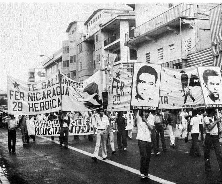 Manifestación en Panamá en solidaridad con la Revolución Sandinista. Foto histórica.