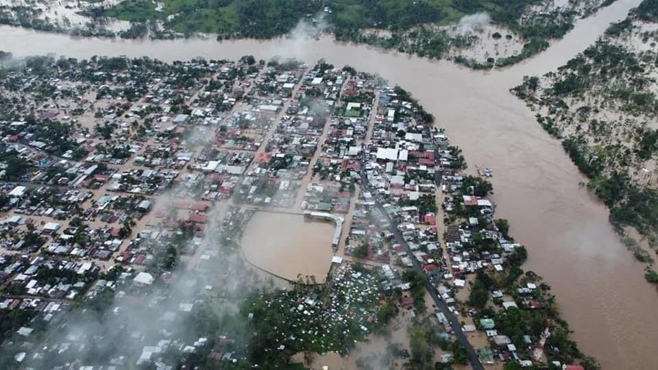 El Rama, Caribe Sur de Nicaragua, inundada tras el paso del Huracán Julia.