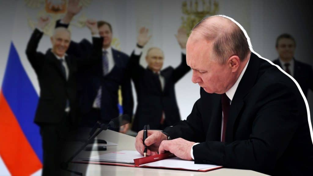 Putin firma la anexión de cuatro nuevas regiones a Rusia a petición de más del 90 % de sus residentes.