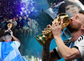Selección de Argentina celebra el triunfo de la Copa del Mundo