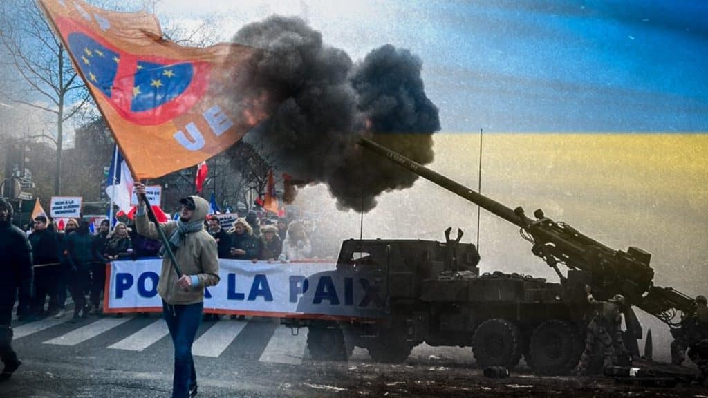 Retirarse de la OTAN y terminar con el envío de armas a Ucrania, son parte de las exigencia de miles de manifestantes en París.