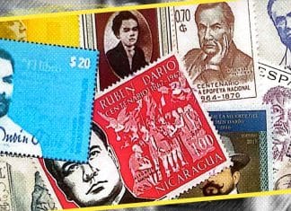 Darío en las estampillas de once países