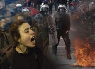 Protests in Greece after the train collision Protests in Greece after the train collision