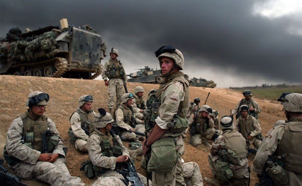 US Marines being deployed close to Baghdad in April 2003. Photo: Getty Images