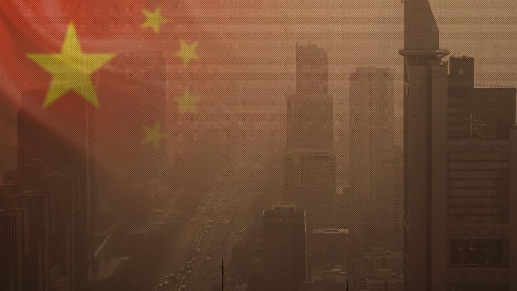Northern China is covered in dust and sand