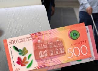 Nicaragua incorpora billete con tecnología para no videntes