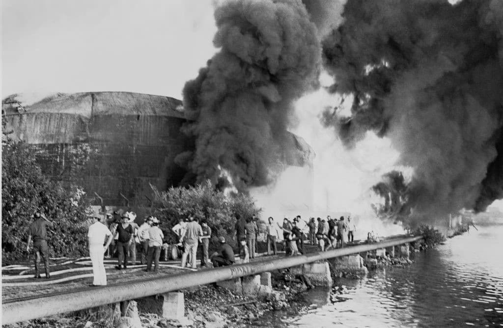 Puerto Corinto, donde mercenarios financiados por la CIA, atacaron los depósitos de combustible. Foto: Archivo.