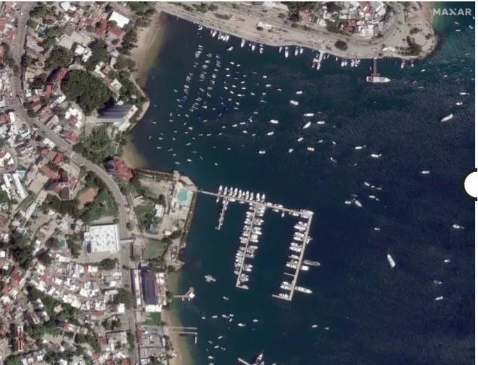 Las imágenes satelitales muestran el antes y el después del impacto de Otis, tras su paso por Acapulco, México.