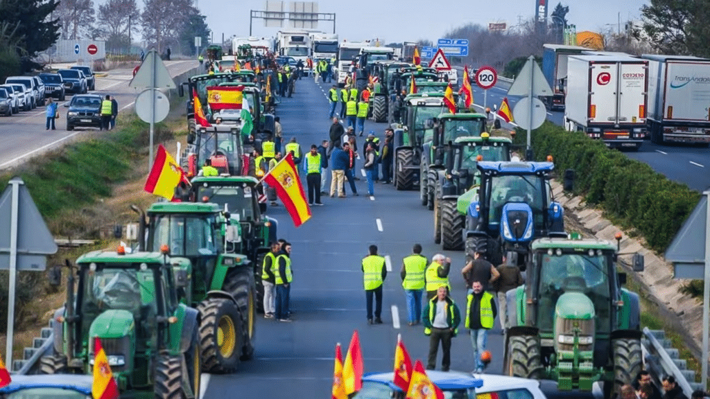Las manifestaciones de los agricultores españoles se suman al descontento del campo en la zona euro.
