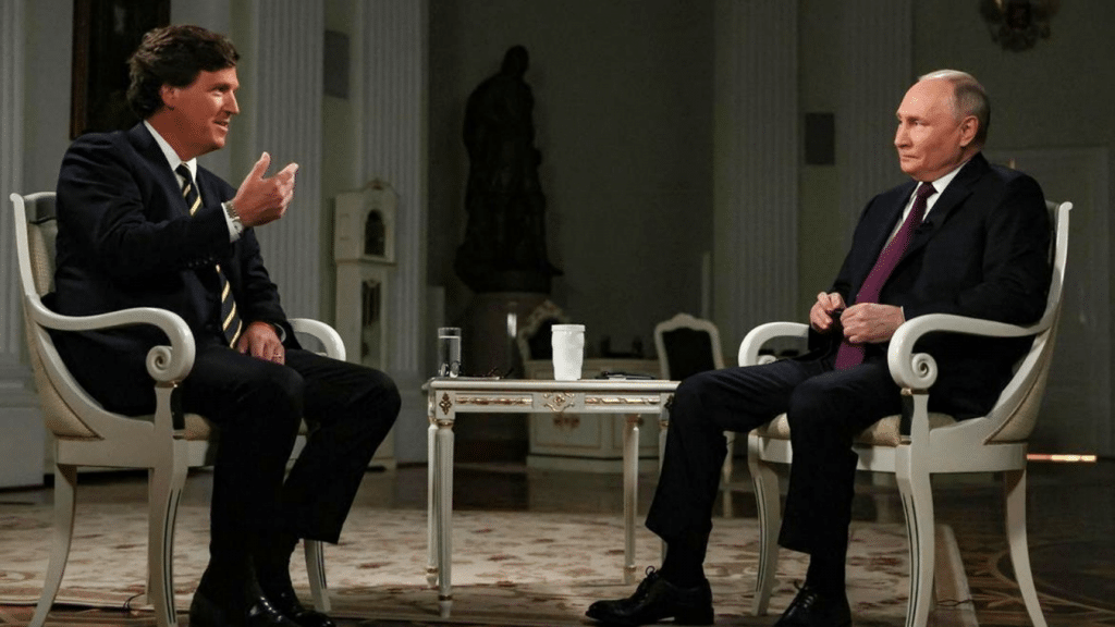 Putin conversa sobre distintos temas en entrevista con Tucker Carlson.