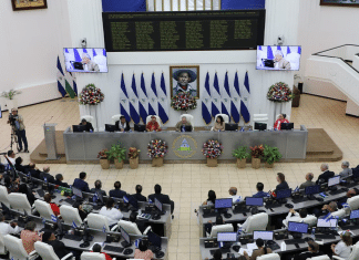 Parlamento de Nicaragua insta a romper relaciones diplomáticas con Israel Parlamento nicaragüense solicita evaluar rompimiento diplomático con Israel por crímenes contra Palestina.