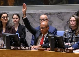 EEUU veta por cuarta vez ante la ONU resolución para un “alto el fuego” en Gaza Veto a demanda de un “alto el fuego” en Gaza, es vetada por Estados Unidos, siendo el único país que votó en contra de la resolución.