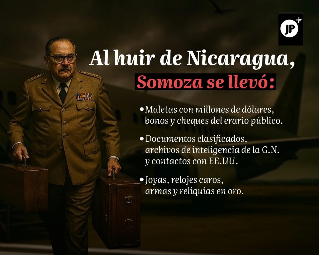 Somoza huye y en sus maletas lleva consigo millones de dólares del erario público
