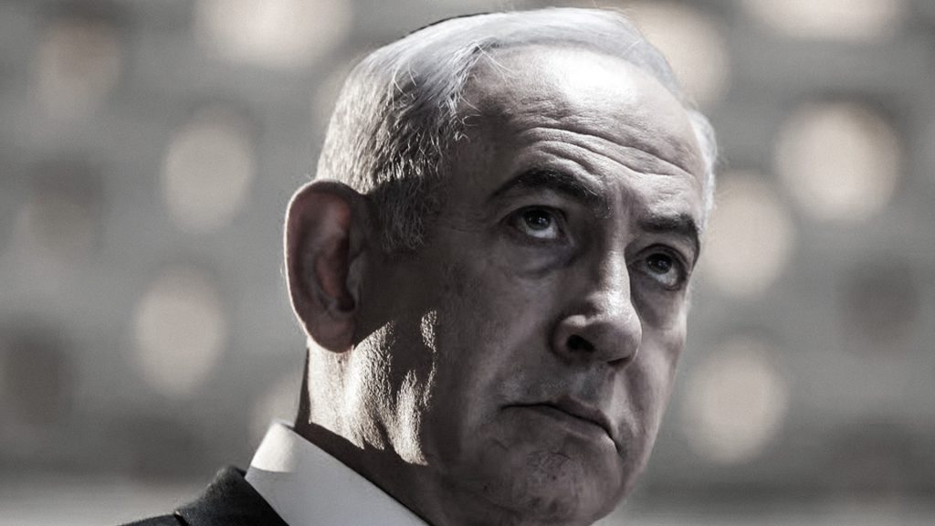 Retrato en blanco y negro del primer ministro israelí, Benjamín Netanyahu.