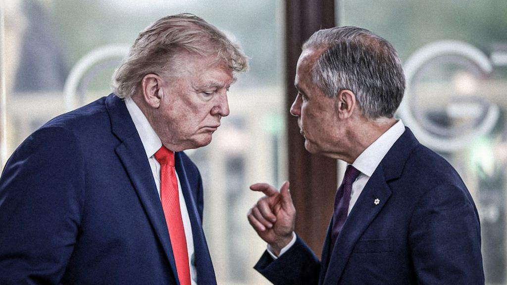 Donald Trump y Mark Carney conversan durante las tensiones comerciales por los aranceles entre Estados Unidos y Canadá.