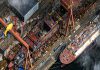 China construye portaviones más poderoso que el USS Gerald R. Ford de EEUU Vista aérea de un gran portaviones en construcción en un astillero chino.