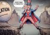 China ironiza sobre la deuda de Estados Unidos Caricatura del Tío Sam entre inflación creciente y una economía en declive, en referencia a la deuda de Estados Unidos.