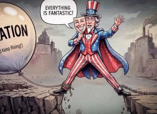China ironiza sobre la deuda de Estados Unidos Caricatura del Tío Sam entre inflación creciente y una economía en declive, en referencia a la deuda de Estados Unidos.
