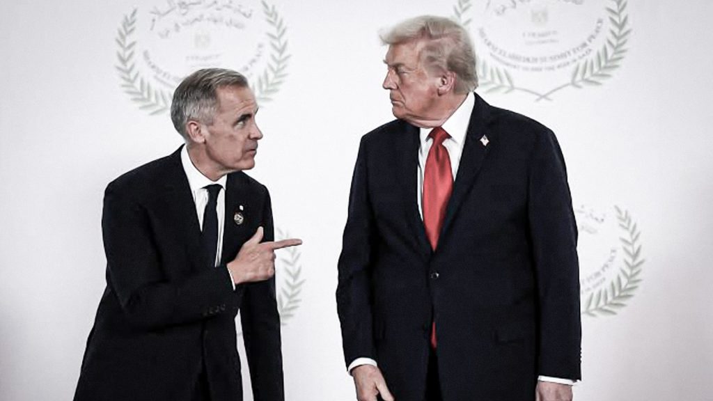 Mark Carney y Donald Trump conversan durante un encuentro oficial entre Canadá y Estados Unidos.