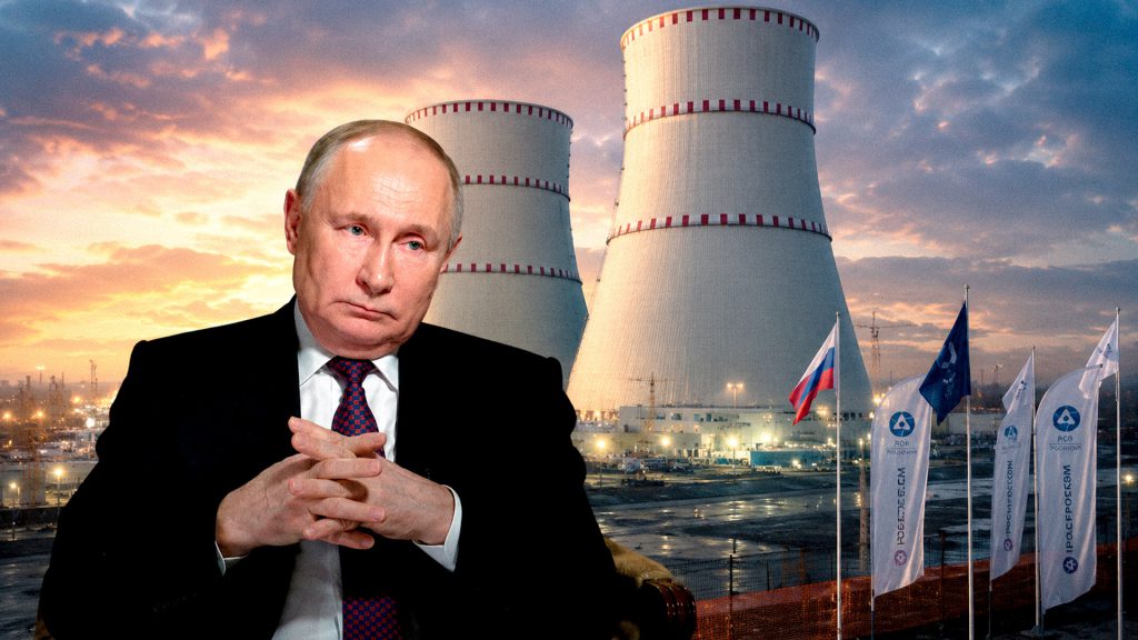 Presidente de Rusia frente a una instalación de energía nuclear de Rosatom