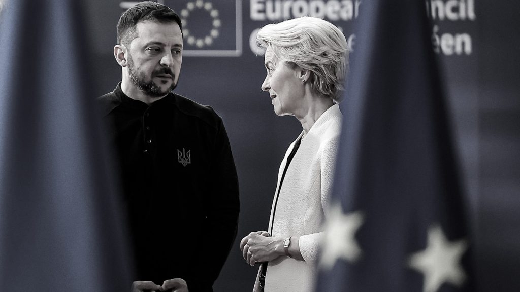 Volodímir Zelenski conversa con Ursula von der Leyen durante encuentro de la Unión Europea