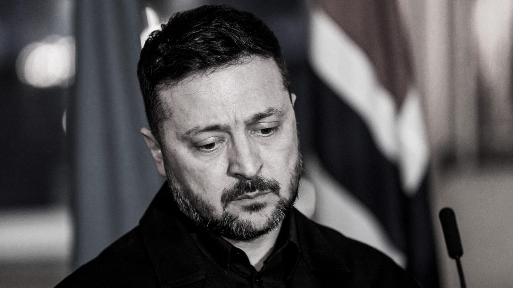 Volodímir Zelenski durante una declaración sobre la guerra en Ucrania.