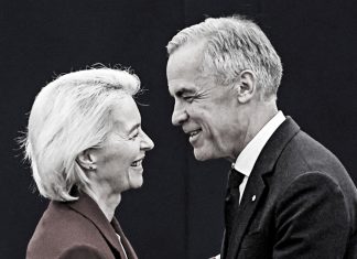 Canadá: No fue difícil trazar las líneas rojas con Estados Unidos Mark Carney y Von der Leyen se saludan y estrechan un mayor nivel de acercamiento entre Canadá y la Unión Europea