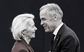Canadá: No fue difícil trazar las líneas rojas con Estados Unidos Mark Carney y Von der Leyen se saludan y estrechan un mayor nivel de acercamiento entre Canadá y la Unión Europea
