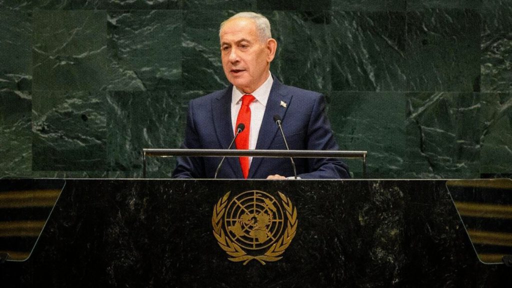 Benjamín Netanyahu interviene ante la 81.ª Asamblea General de las Naciones Unidas, en Nueva York
