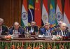 El poder global se desplaza hacia nuevos ejes de crecimiento, sostiene Vladímir Putin Delegación rusa durante una sesión de la Cumbre de los BRICS en India.