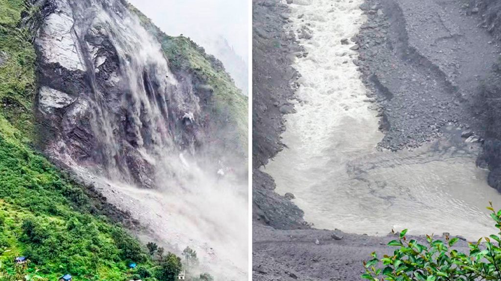 Deslizamiento de tierra provoca el bloqueo parcial del río Chaulani en Nepal