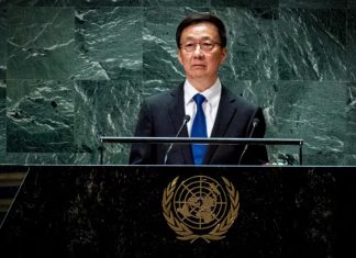 China lleva a la ONU su respaldo a Cuba y Palestina El vicepresidente de China, Han Zheng, durante su intervención ante la 81.ª Asamblea General de la ONU, en Nueva York
