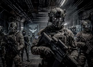 El oscuro negocio de la tecnología militar que Israel usa para matar Ilustración de soldados robóticos con equipamiento militar israelí.