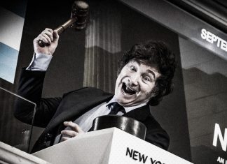 Javier Milei vende a Argentina como “la nueva tierra prometida” para atraer inversiones Javier Milei durante su visita a la Bolsa de Nueva York en 2024