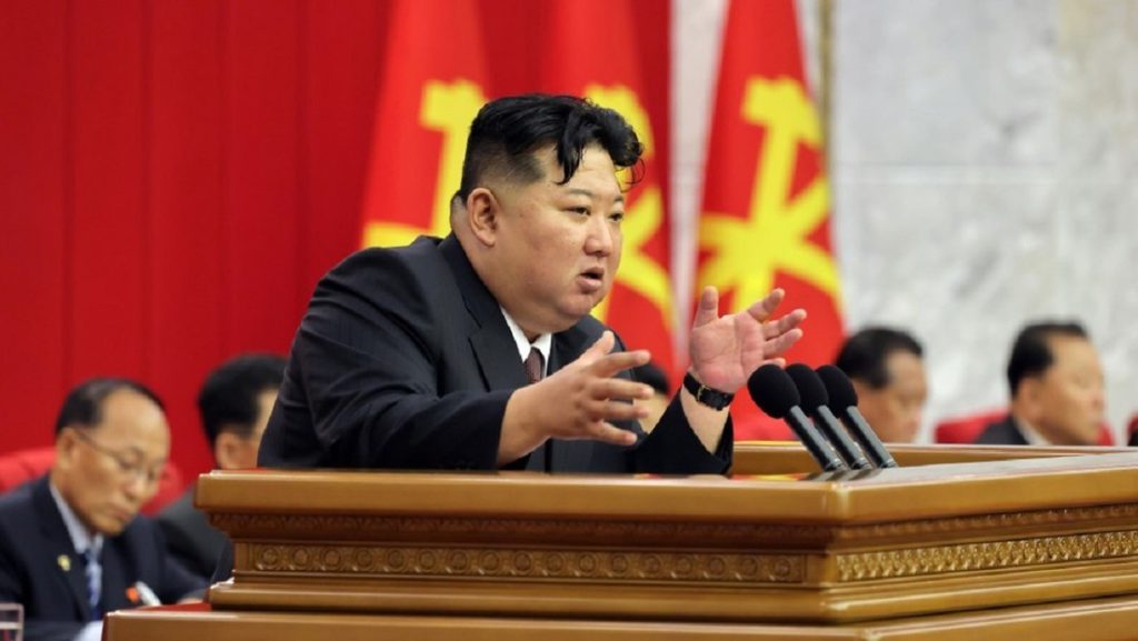 Kim Jong-un durante una intervención oficial de Corea del Norte.