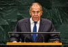 Rusia acusa a Occidente de ayudar a Ucrania en ataques contra civiles Serguéi Lavrov, canciller de Rusia en la Asamblea General de la ONU, septiembre 2026