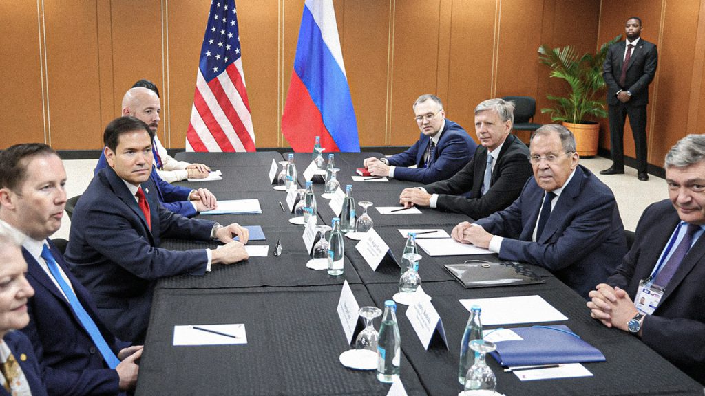 Serguéi Lavrov y Marco Rubio durante una reunión diplomática entre Rusia y Estados Unidos