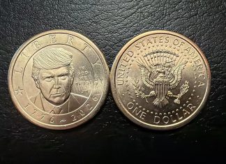 Estados Unidos emite moneda de un dólar con la imagen de Donald Trump Moneda de un dólar con el rostro de Donald Trump en el anverso.