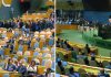 Netanyahu fue recibido con abucheos y rechazo en la ONU Vista del recinto de la Asamblea General de la ONU durante la salida de representantes previo al discurso de Benjamín Netanyahu