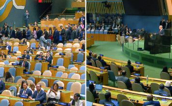 Netanyahu fue recibido con abucheos y rechazo en la ONU Vista del recinto de la Asamblea General de la ONU durante la salida de representantes previo al discurso de Benjamín Netanyahu
