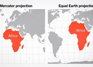 Aprueban nuevo mapa mundial que representa el tamaño real de África Comparación de las proyecciones Mercator y Equal Earth que muestra las diferencias en la representación del tamaño de África.