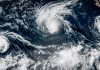 El Niño generó rara sucesión de 3 huracanes en el Pacífico Imagen satelital de tres huracanes formados simultáneamente en el Pacífico.