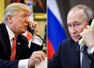¿Qué hablaron Putin y Trump durante su llamada telefónica? Montaje de dos mandatarios durante conversaciones telefónicas sobre el conflicto en Ucrania.