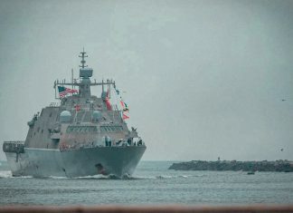 Estados Unidos despliega buque de guerra cerca de México Buque de combate litoral USS St. Louis de la Armada estadounidense navega cerca de la costa.