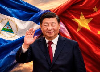 China respalda soberanía de Nicaragua y rechaza injerencias en sus asuntos internos Xi Jinping junto a las banderas de China y Nicaragua