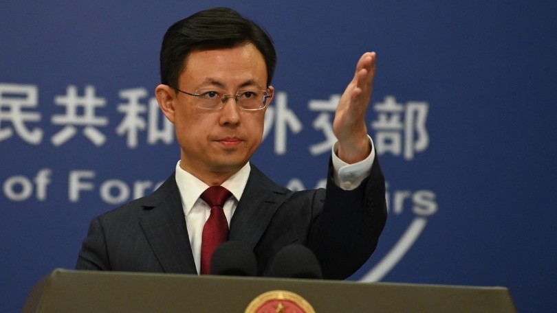 El portavoz de la Cancillería china, Guo Jiakun, durante una rueda de prensa en Pekín