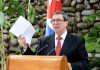Cuba denuncia amenazas de Estados Unidos en la ONU Bruno Rodríguez, canciller de Cuba, en conferencia de prensa denunciando las presiones y amenazas de Estados Unidos contra Estados miembros de la ONU