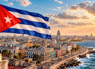 La firme respuesta de Cuba a Estados Unidos Bandera de Cuba ondeando sobre La Habana en una imagen ilustrativa generada con inteligencia artificial, relacionada con las tensiones entre Cuba y Estados Unidos.